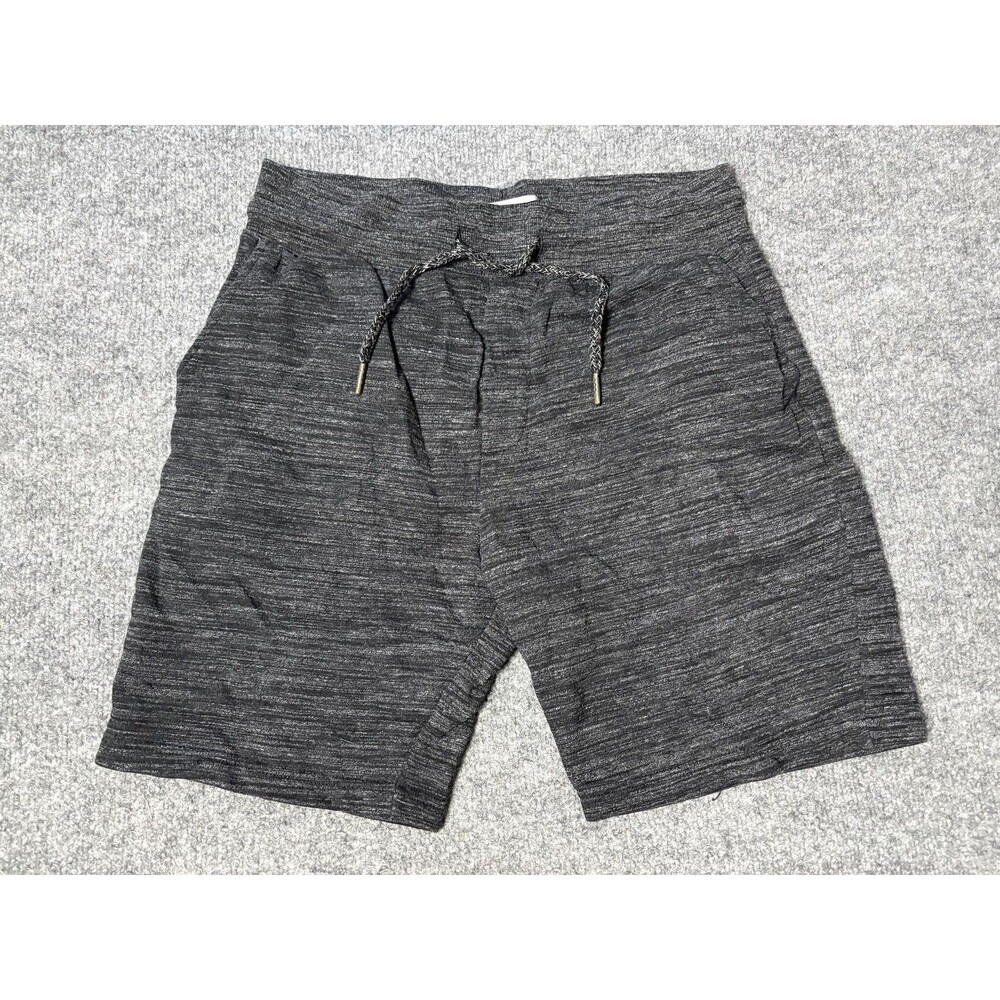 Zara Sweat Shorts Mens L Black Knit Drawstring Elastic Waist 7" Inseam Casual